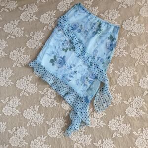 Vintage Y2K Wrap Around Blue Floral Asymmetrical Skirt – Size S